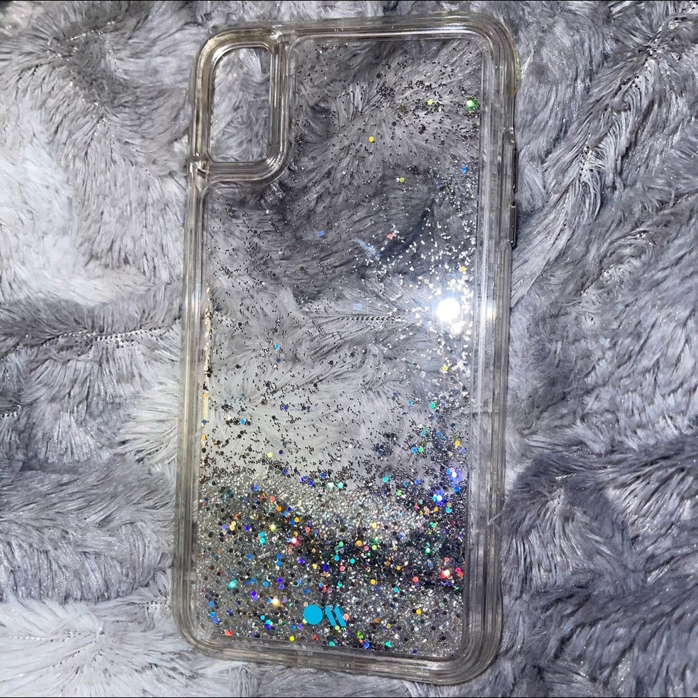 Liquid Floating Silver Sparkle Glitter iPhone XS Max Case